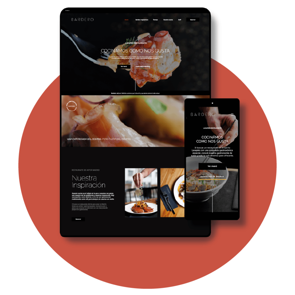 Sitio web diseñado para Bardero Restaurante