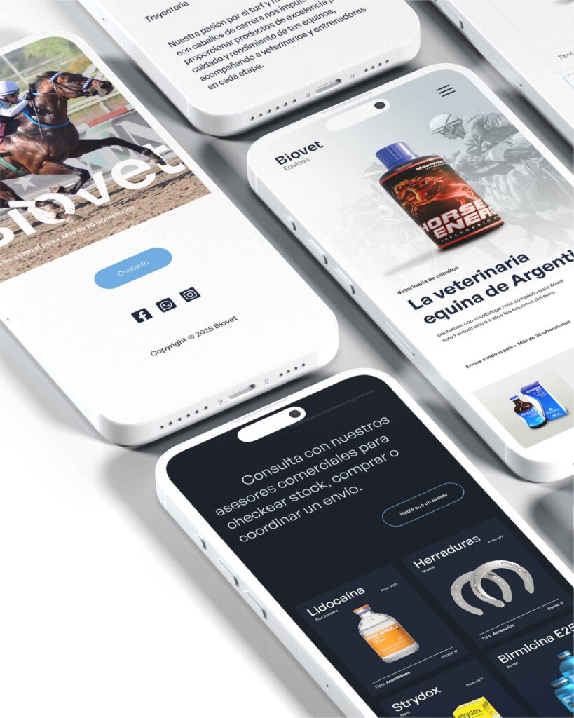 Diseño de sitio web para Biovet visualización de dispositivos móviles