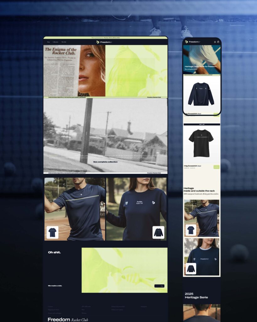 Visualización de tienda online para marca de ropa deportiva