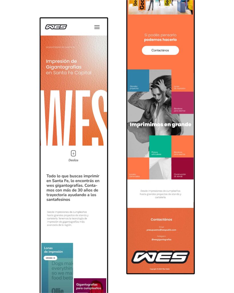 Visualización de sitio web de imprenta